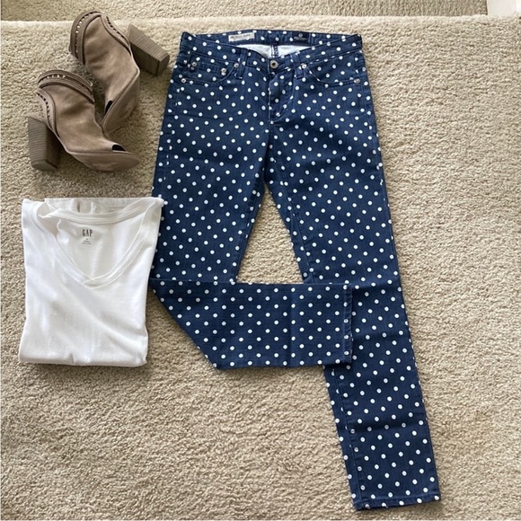 Anthropologie AG The Stevie Ankle Slim Straight Leg Polka Dot Jeans - Picture 2 of 8